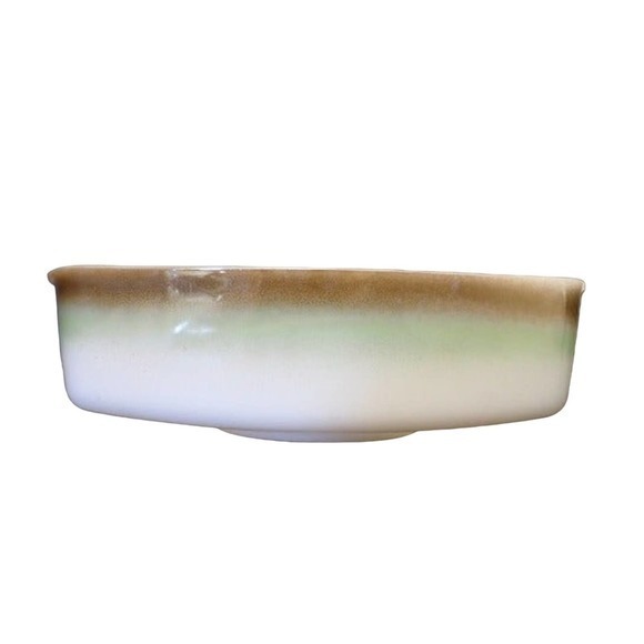 Federal‎ Iridescent Green Brown Iridescent Stripe Mesa Moss Rectangle Glass Bowl - Picture 4 of 10